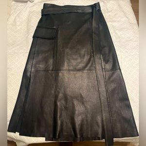 Never Wear ALEXIS Black Leather Midi-Skirt Size S